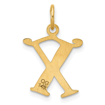 14K Yellow Gold Diamond-Cut Letter X Initial Charm
