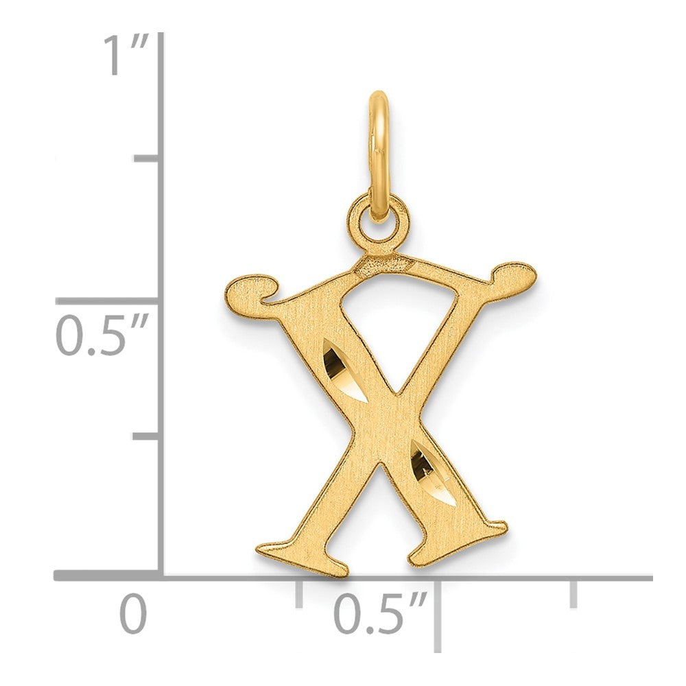 14K Yellow Gold Diamond-Cut Letter X Initial Charm