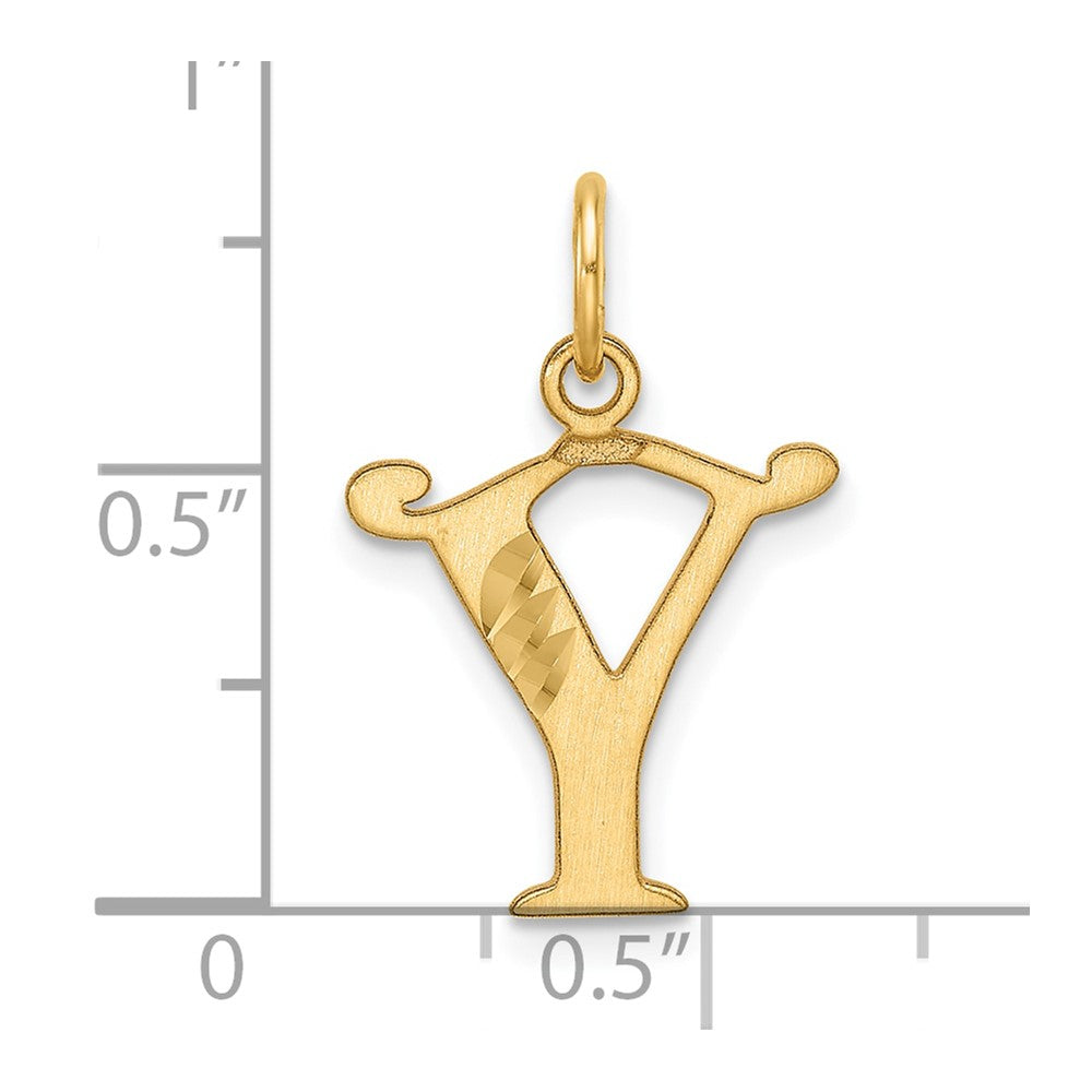14K Yellow Gold Diamond-Cut Letter Y Initial Charm