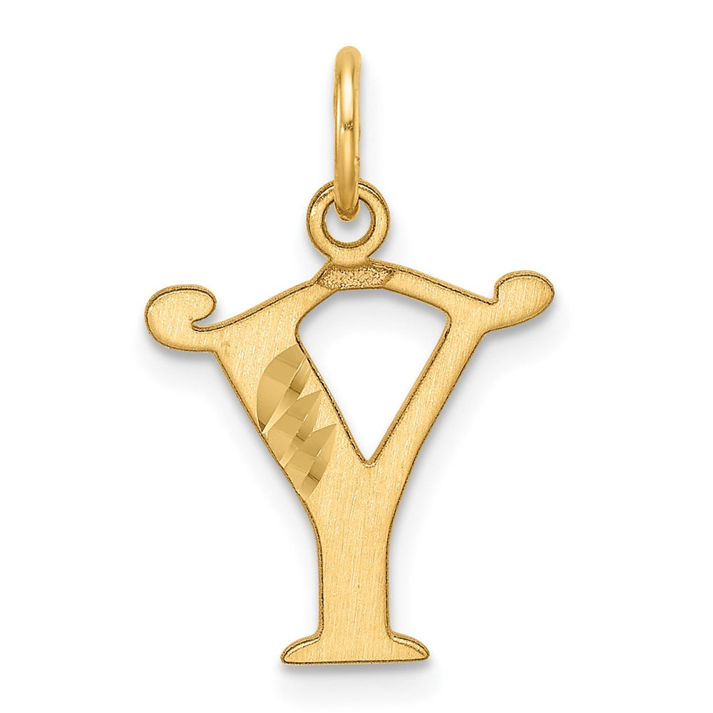 14K Yellow Gold Diamond-Cut Letter Y Initial Charm