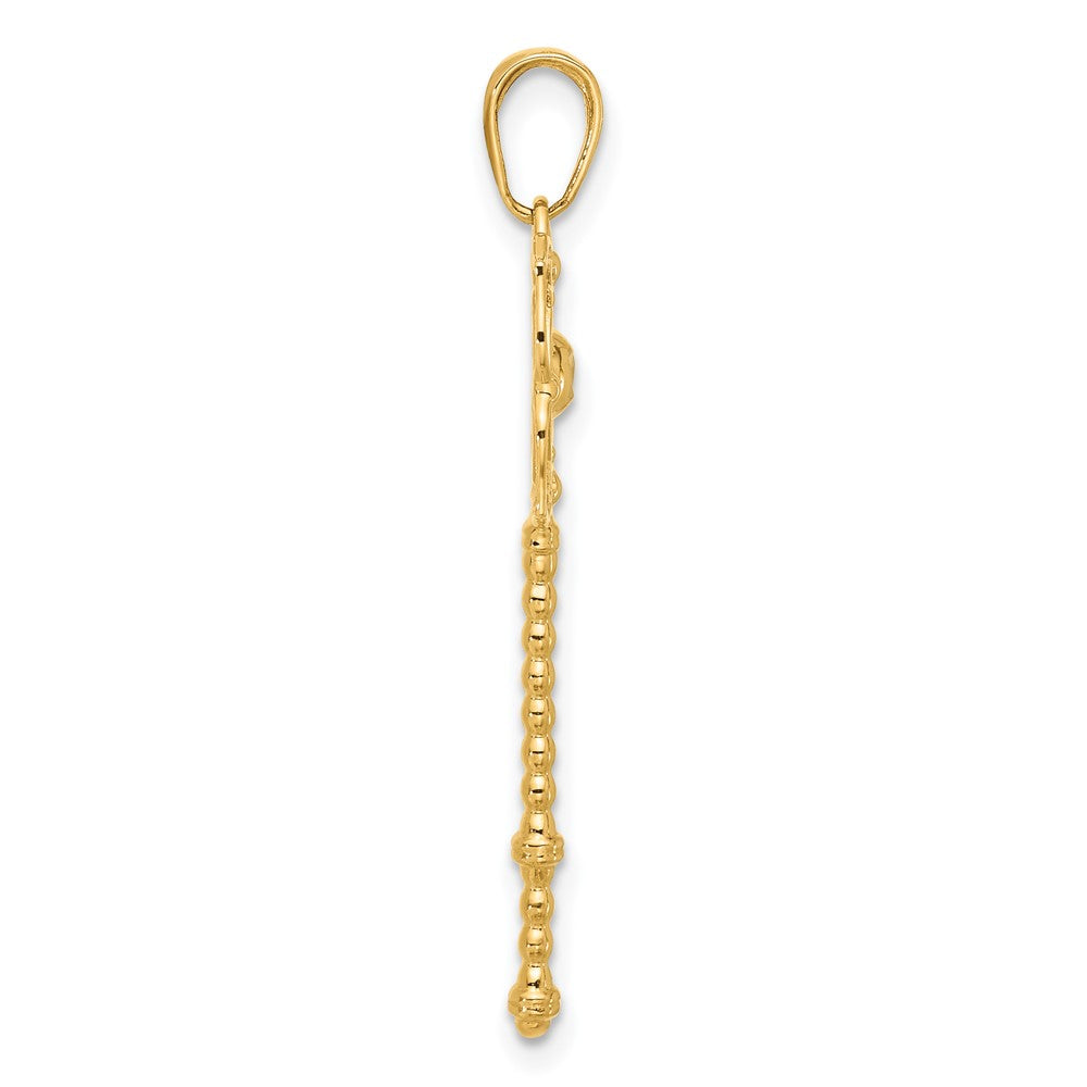 14K Yellow & Rhodium and White Rhodium D/c Floral Key Pendant