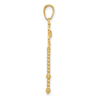 14K Yellow & Rhodium and White Rhodium D/c Floral Key Pendant