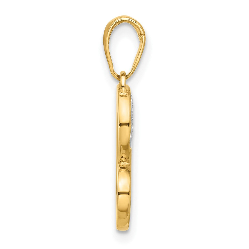 14K Yellow & Rhodium and White Rhodium D/c Heart Pendant