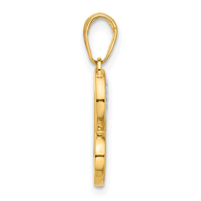 14K Yellow & Rhodium and White Rhodium D/c Heart Pendant