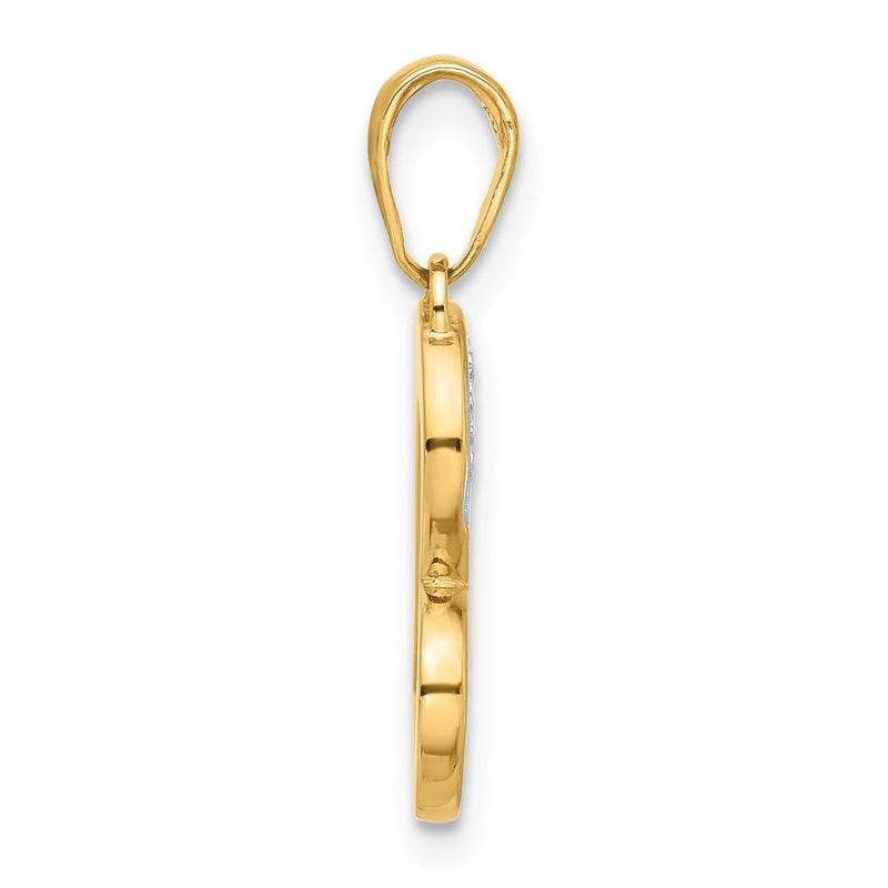 14K Yellow & Rhodium and White Rhodium D/c Heart Pendant