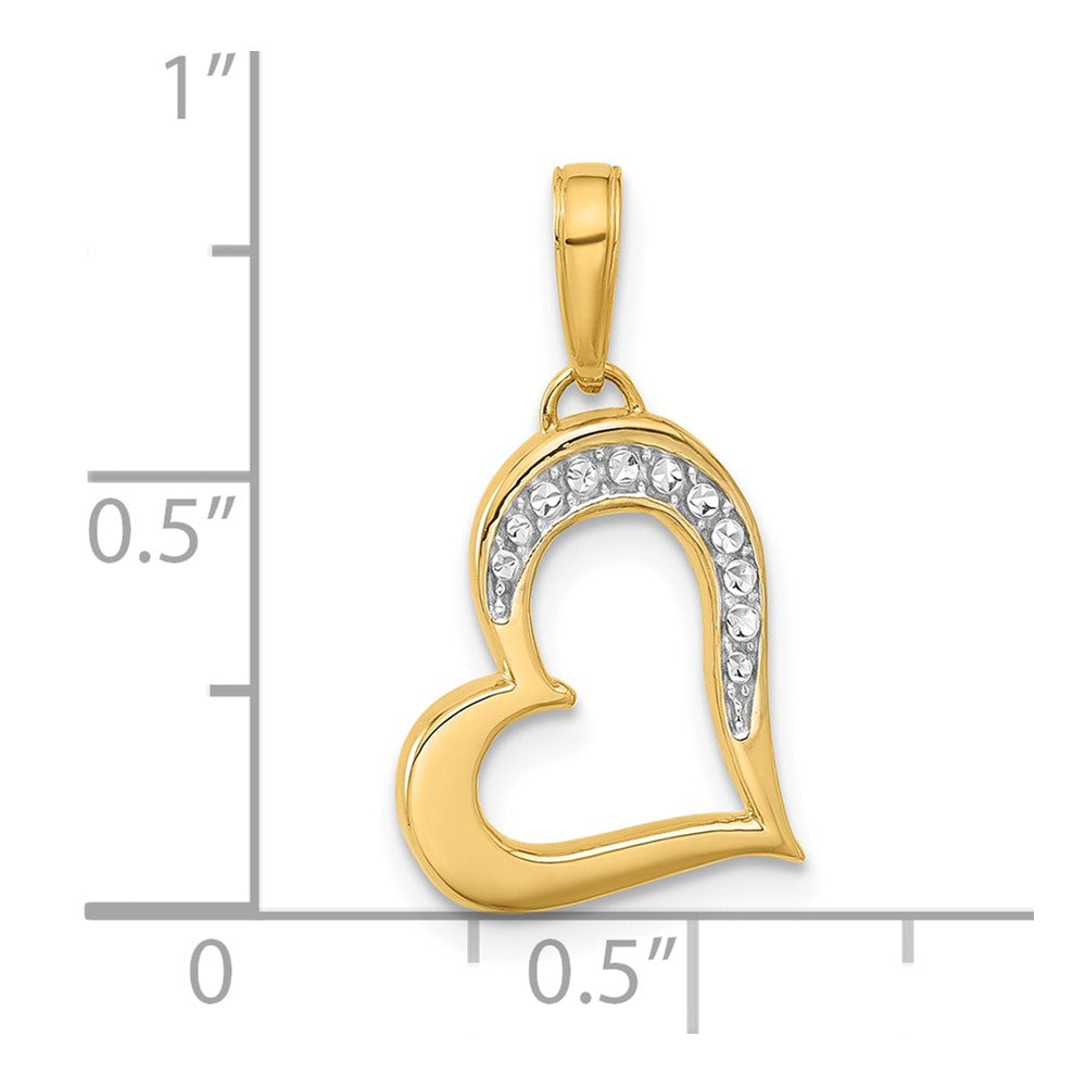14K Yellow & Rhodium and White Rhodium D/c Heart Pendant