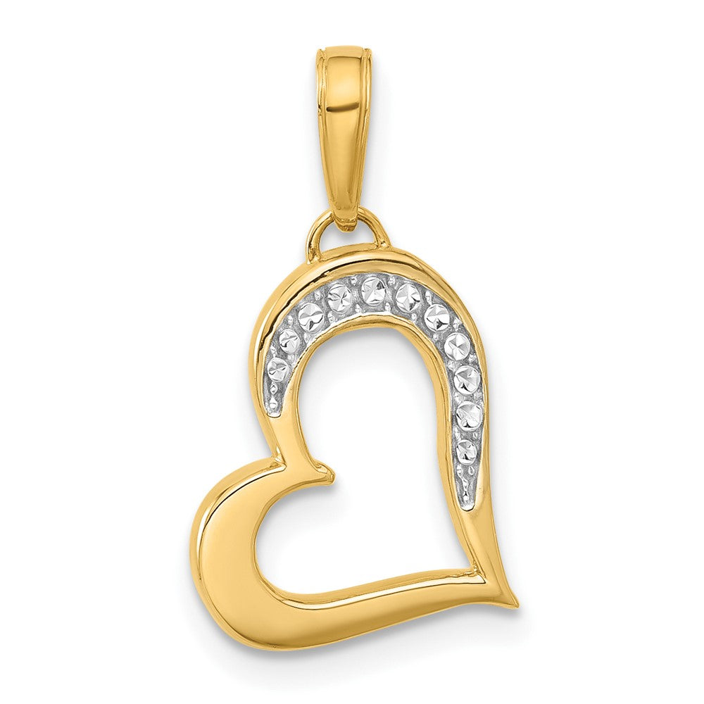 14K Yellow & Rhodium and White Rhodium D/c Heart Pendant