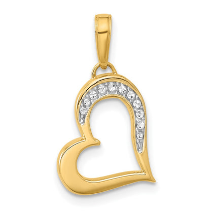 14K Yellow & Rhodium and White Rhodium D/c Heart Pendant