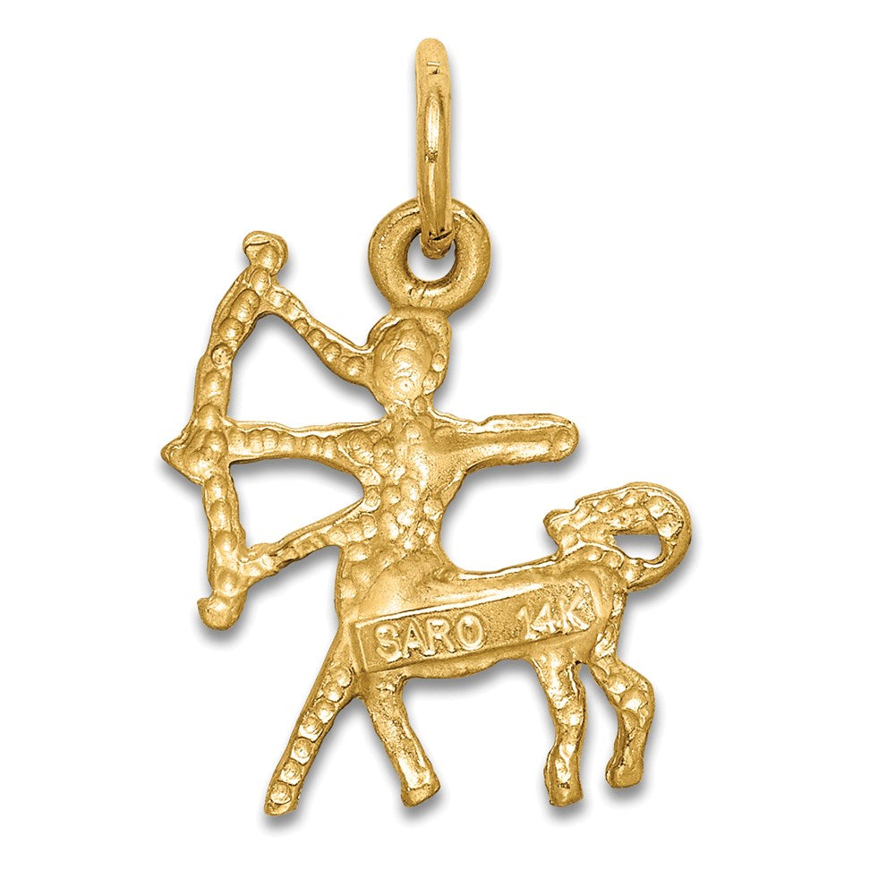 14K Yellow Gold Satin Diamond-Cut Sagittarius Zodiac Charm