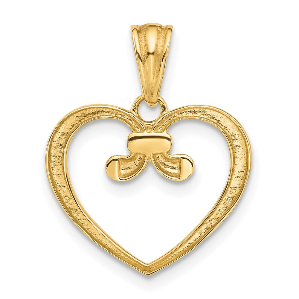 14K Yellow & Rhodium and White Rhodium Diamond-Cut Heart Pendant