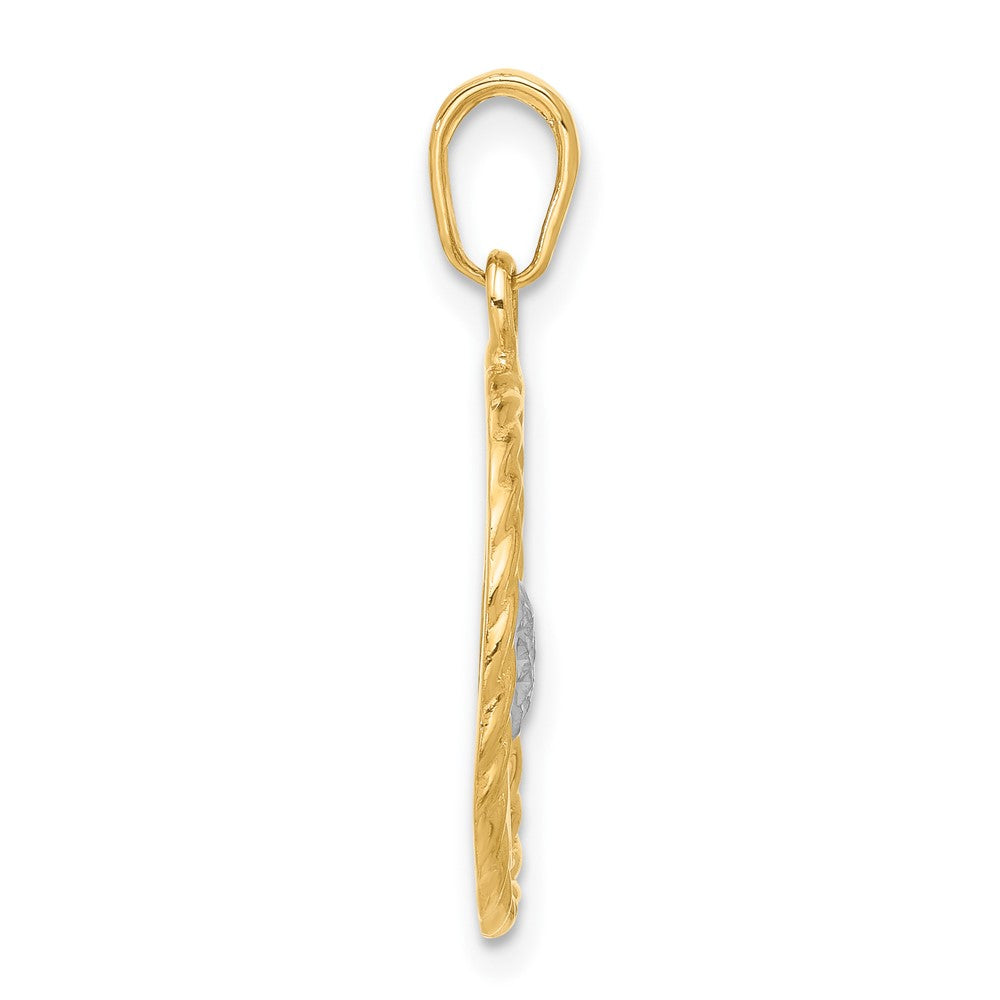 14K Yellow & Rhodium and White Rhodium D/c Heart Mom Pendant
