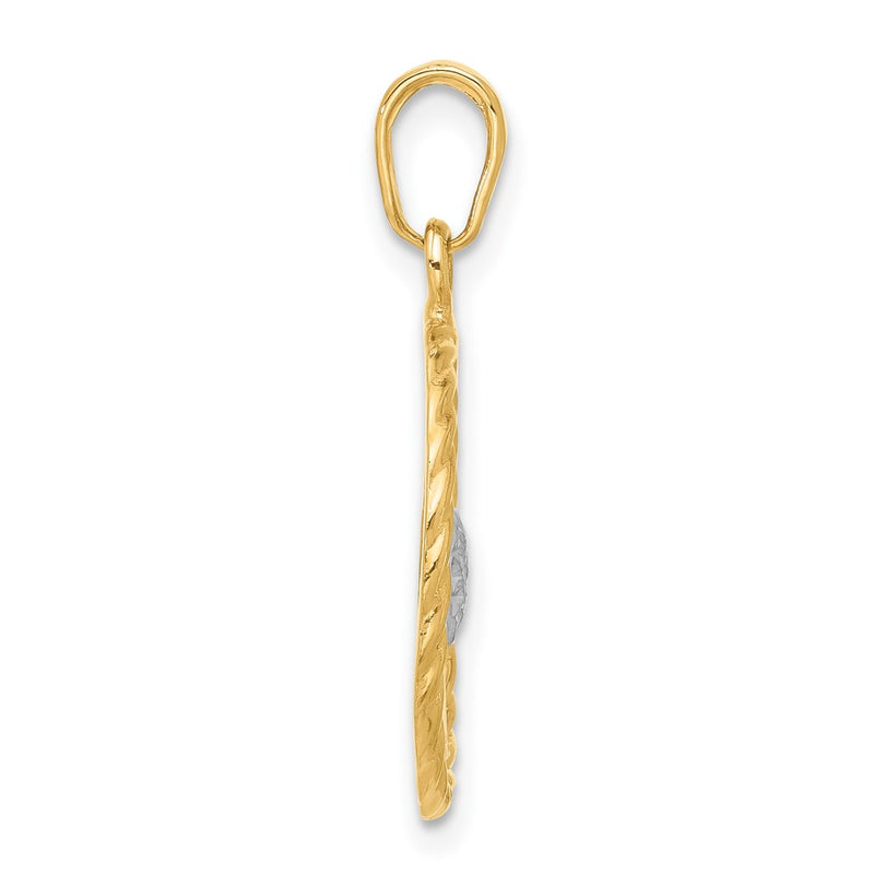 14K Yellow & Rhodium and White Rhodium D/c Heart Mom Pendant
