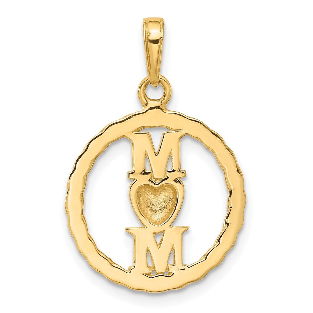14K Yellow & Rhodium and White Rhodium D/c Heart Mom Pendant