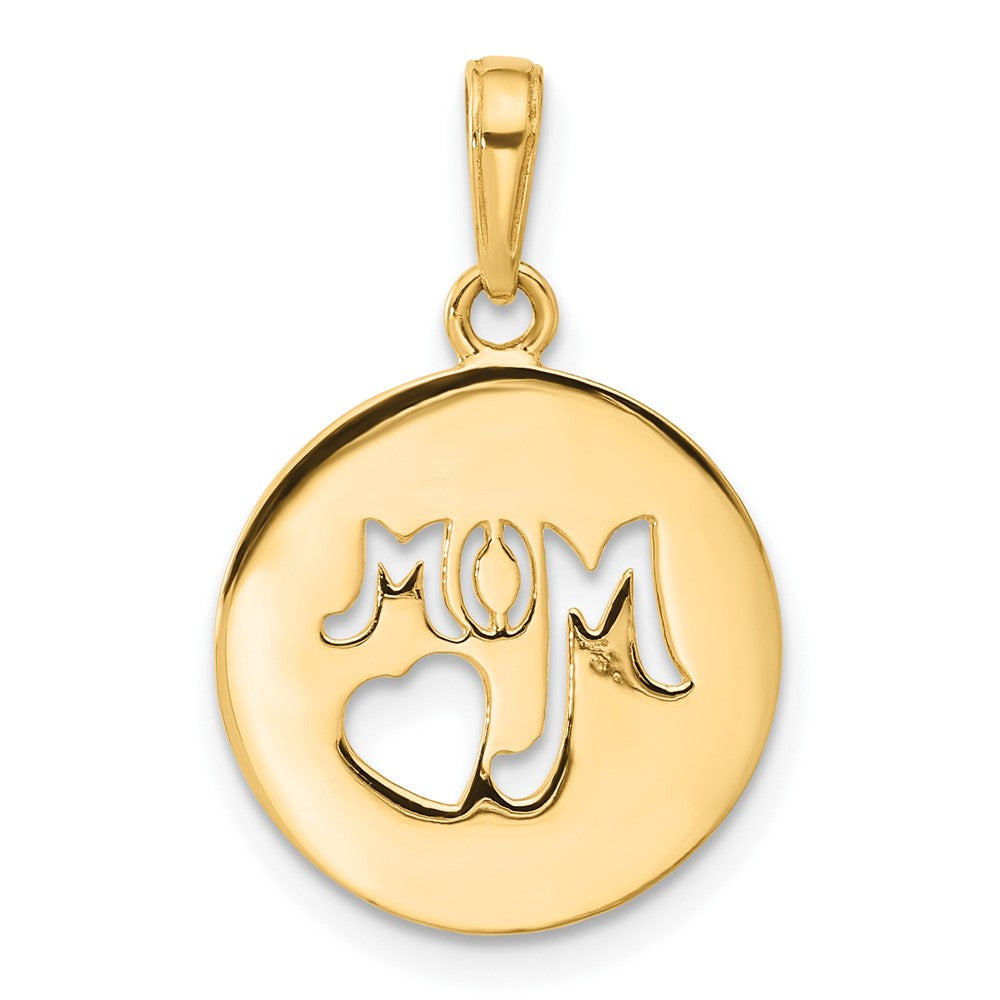 14K Yellow & Rhodium and White Rhodium D/c Mom Cut-Out Heart Pendant
