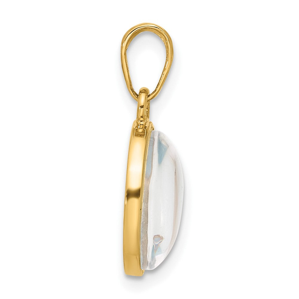 14K Yellow Gold Polished with Blue Enamel and Clear Epoxy Resin It's Boy Pendant