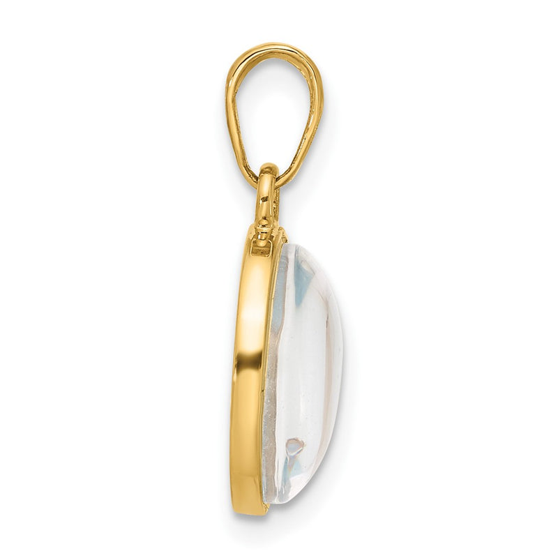 14K Yellow Gold Polished with Blue Enamel and Clear Epoxy Resin It's Boy Pendant