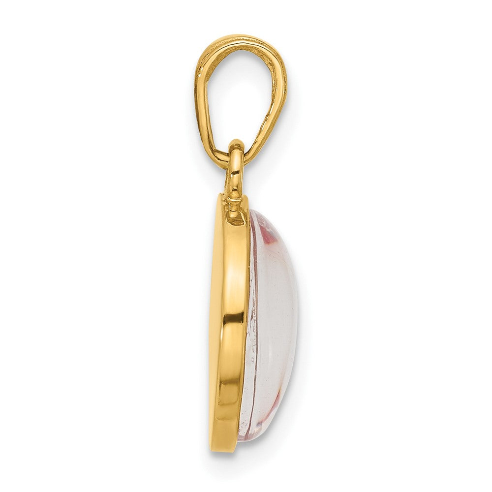 14K Yellow Gold Polished with Pink Enamel and Clear Epoxy Resin It's Girl Pendant