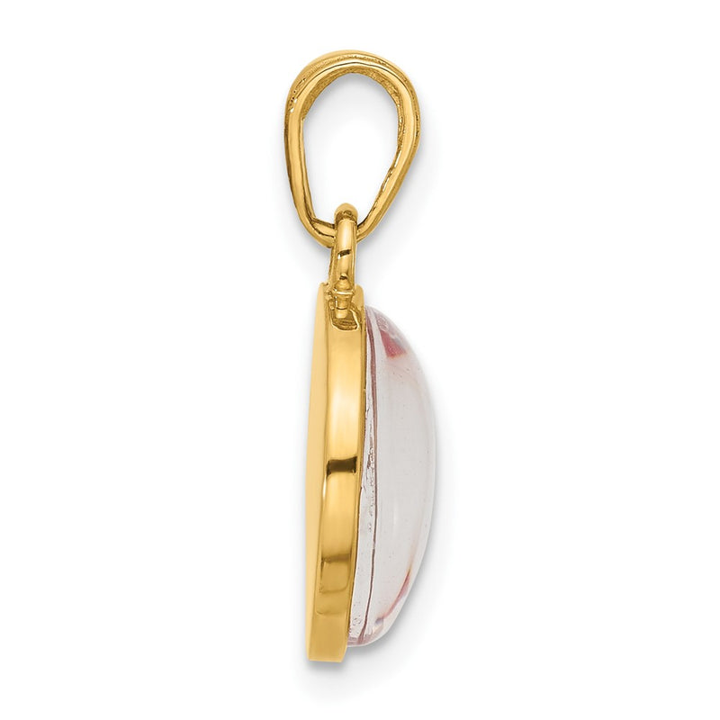14K Yellow Gold Polished with Pink Enamel and Clear Epoxy Resin It's Girl Pendant