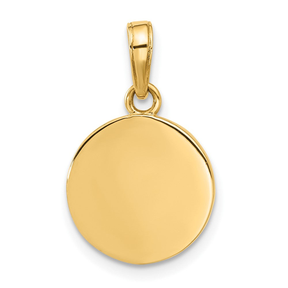 14K Yellow Gold Polished with Pink Enamel and Clear Epoxy Resin It's Girl Pendant