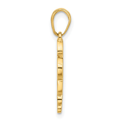 14K Yellow & Rhodium and White Rhodium D/c Heart It's Girl Pendant