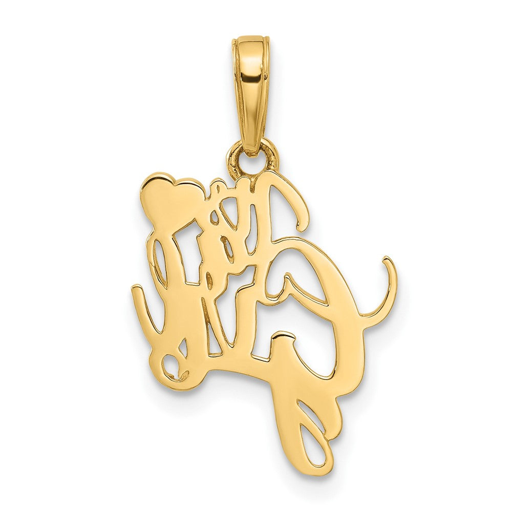 14K Yellow & Rhodium and White Rhodium D/c Heart It's Girl Pendant