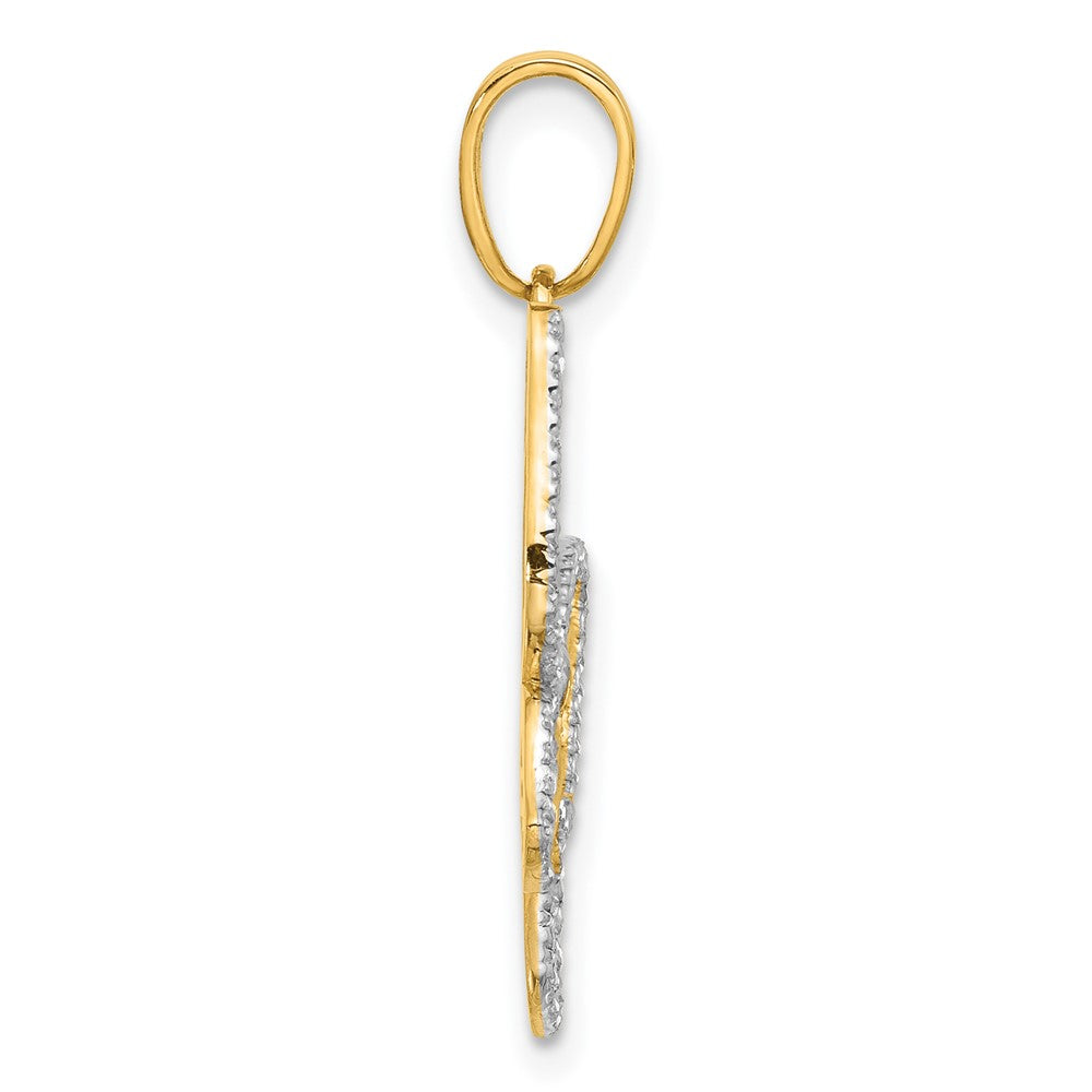14K Yellow & Rhodium and White Rhodium D/c Butterfly Pendant