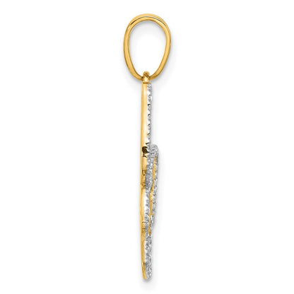 14K Yellow & Rhodium and White Rhodium D/c Butterfly Pendant