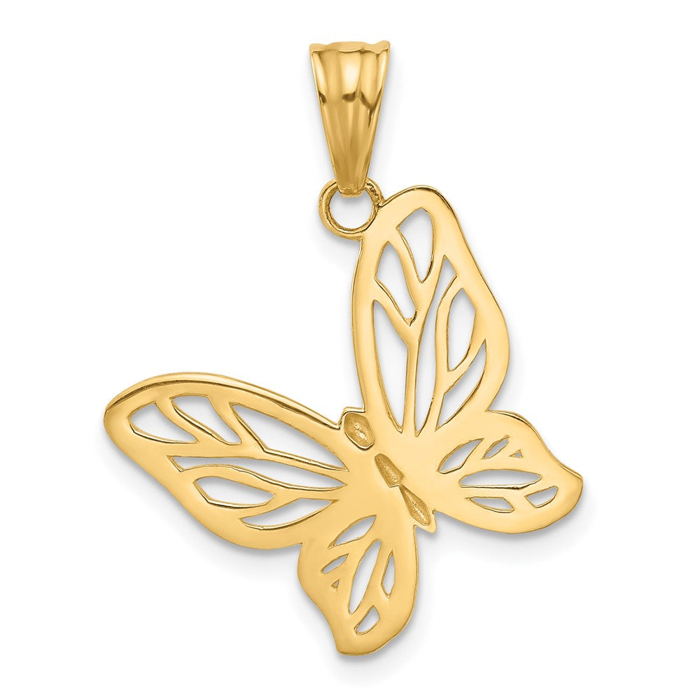 14K Yellow & Rhodium and White Rhodium D/c Butterfly Pendant