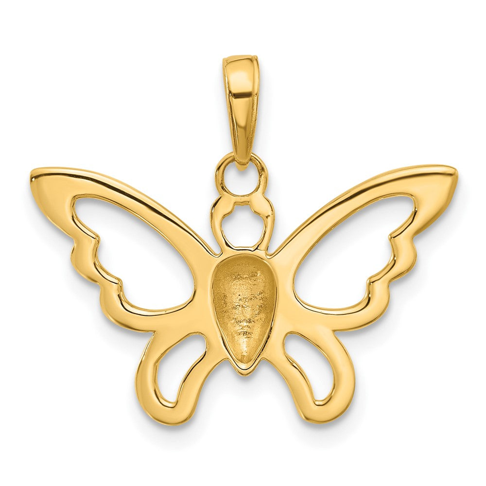 14K Yellow & Rhodium and White Rhodium Polished and D/c Butterfly Pendant
