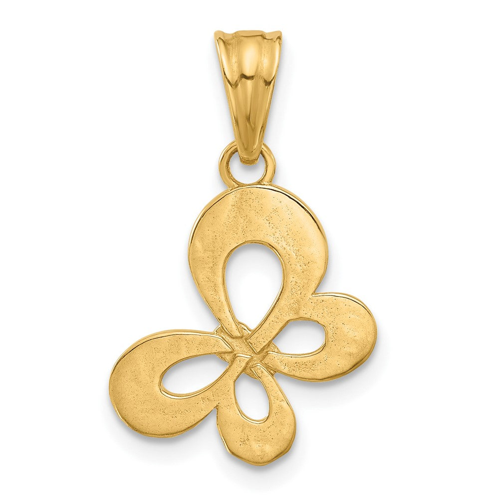 14K Yellow & Rhodium and White Rhodium Polished and D/c Butterfly Pendant