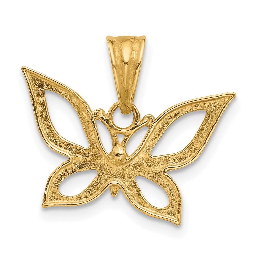 14K Yellow & Rhodium and White Rhodium Polished and D/c Butterfly Pendant