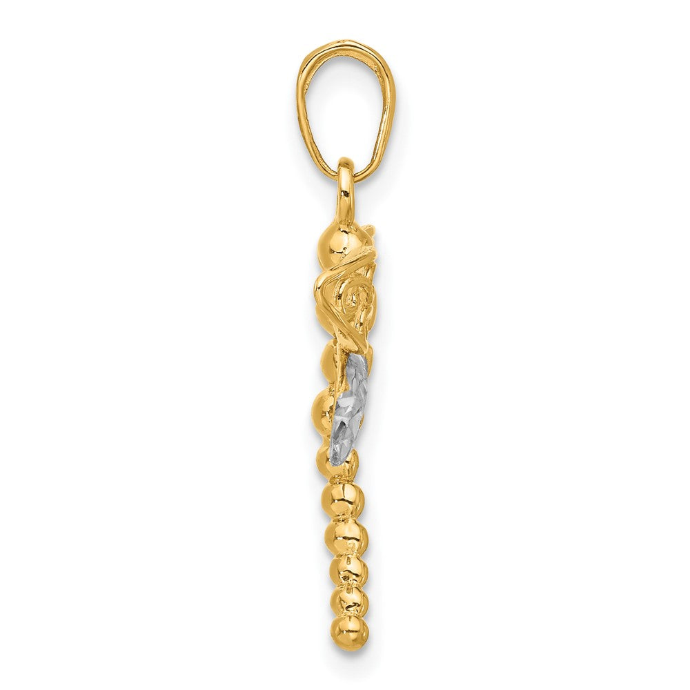 14K Yellow & Rhodium and White Rhodium Polished and D/c Dragonfly Pendant