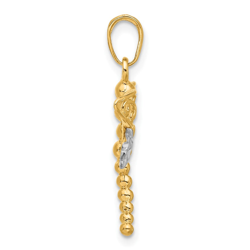 14K Yellow & Rhodium and White Rhodium Polished and D/c Dragonfly Pendant