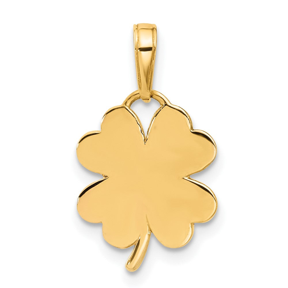 14K Yellow & Rhodium W/rose and White Rhodium Polished and D/c Clover Pendant