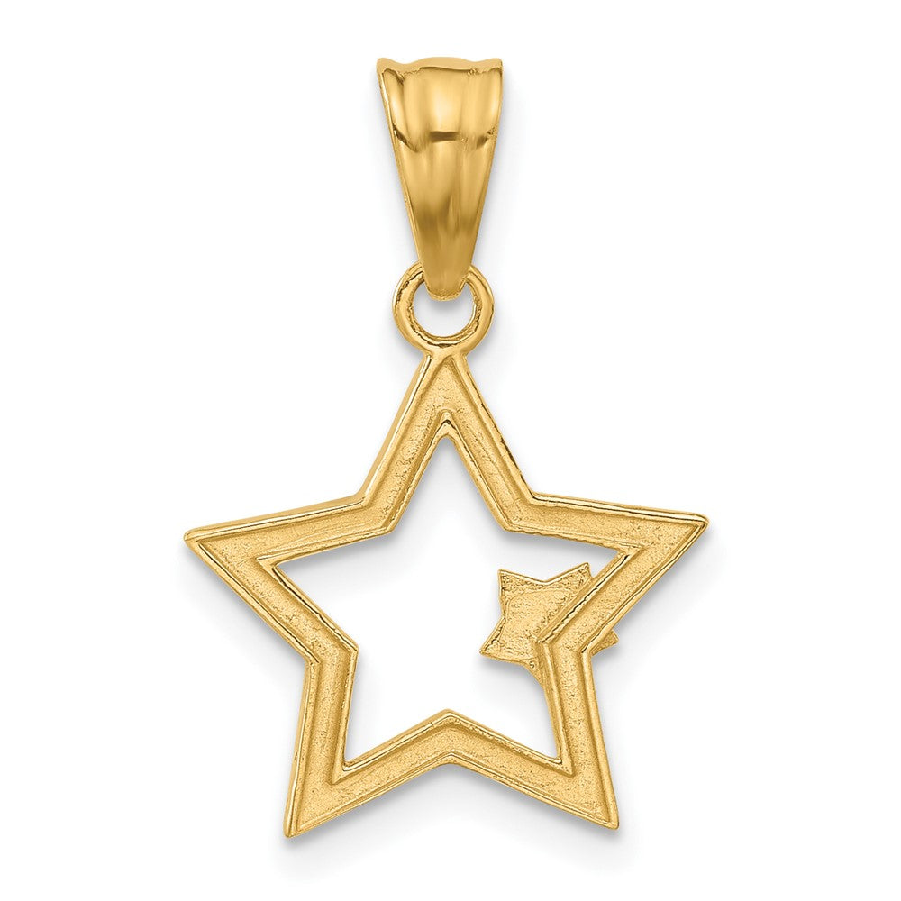 14K Yellow & Rhodium and White Rhodium D/c Stars Pendant