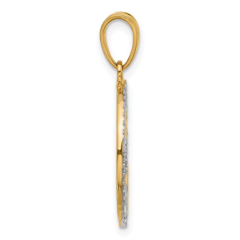 14K Yellow & Rhodium and White Rhodium D/c Stars Pendant