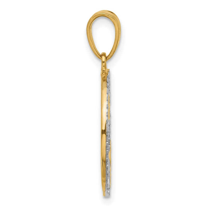 14K Yellow & Rhodium and White Rhodium D/c Stars Pendant