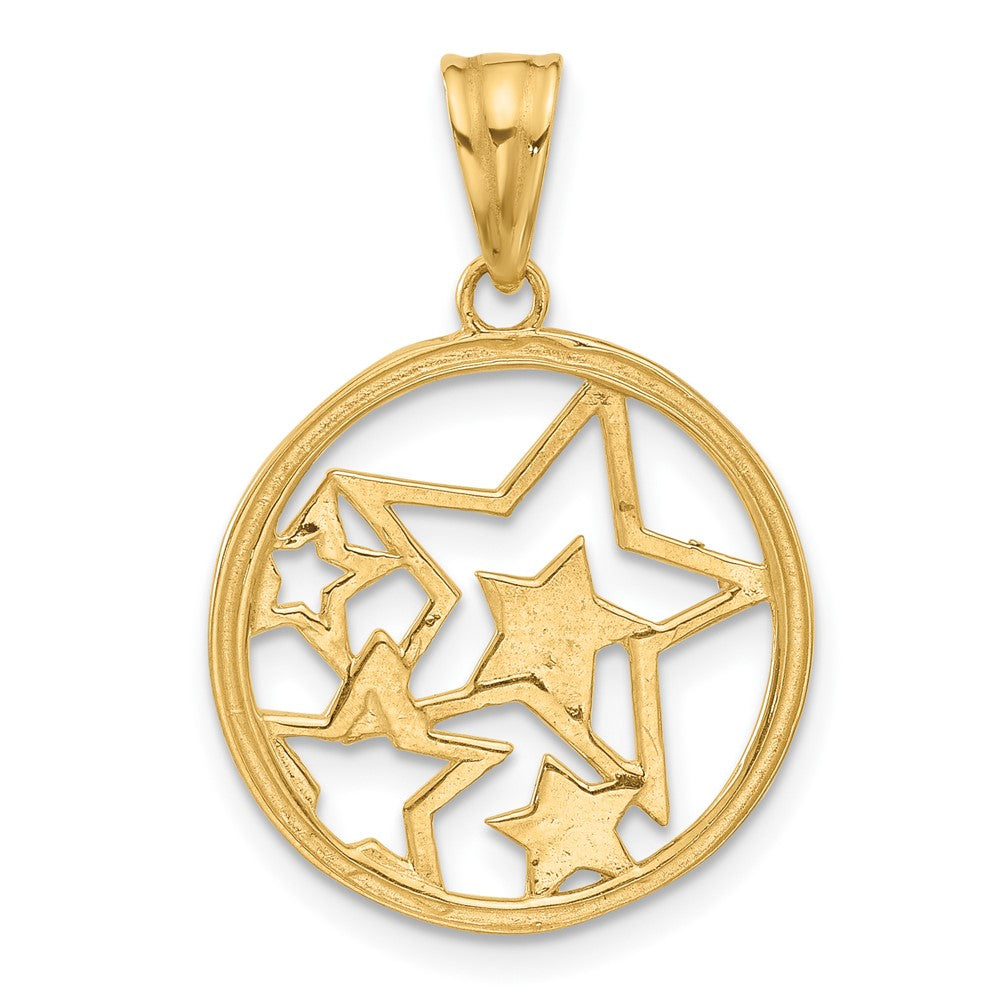 14K Yellow & Rhodium and White Rhodium D/c Stars Pendant