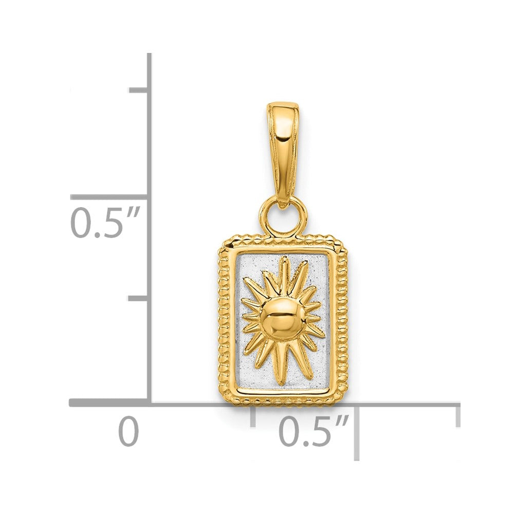 14K Yellow & Rhodium and White Rhodium Sun in Frame Pendant