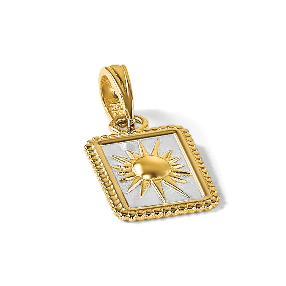 14K Yellow & Rhodium and White Rhodium Sun in Frame Pendant