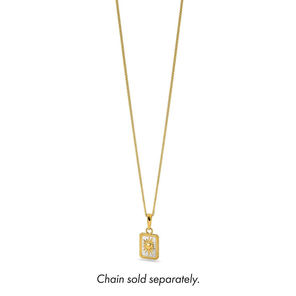14K Yellow & Rhodium and White Rhodium Sun in Frame Pendant