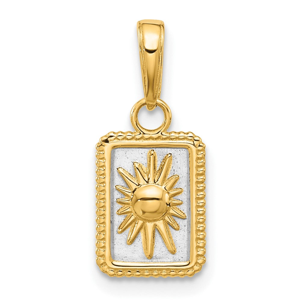 14K Yellow & Rhodium and White Rhodium Sun in Frame Pendant