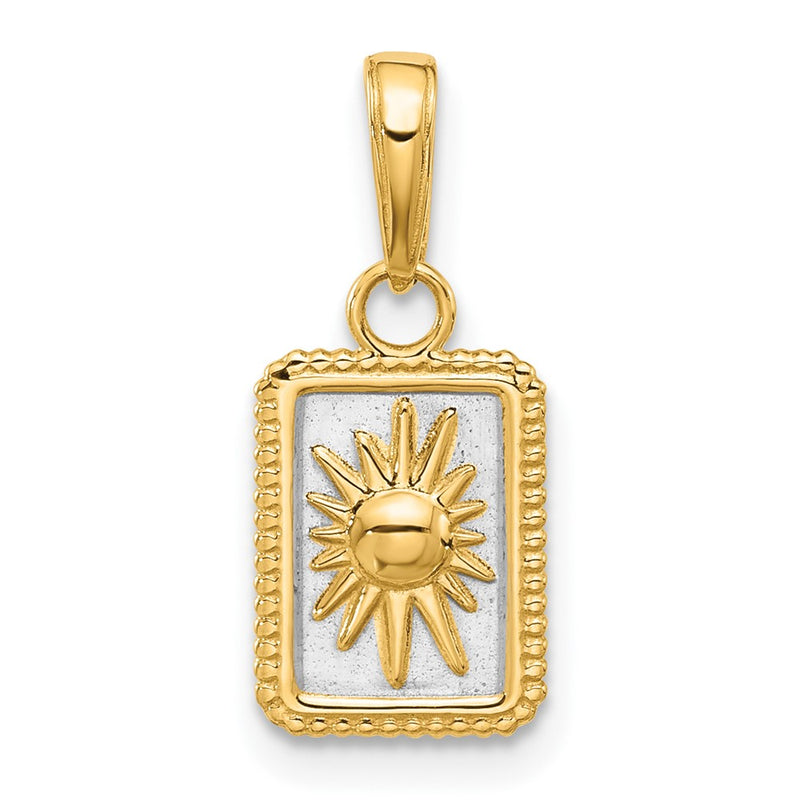 14K Yellow & Rhodium and White Rhodium Sun in Frame Pendant