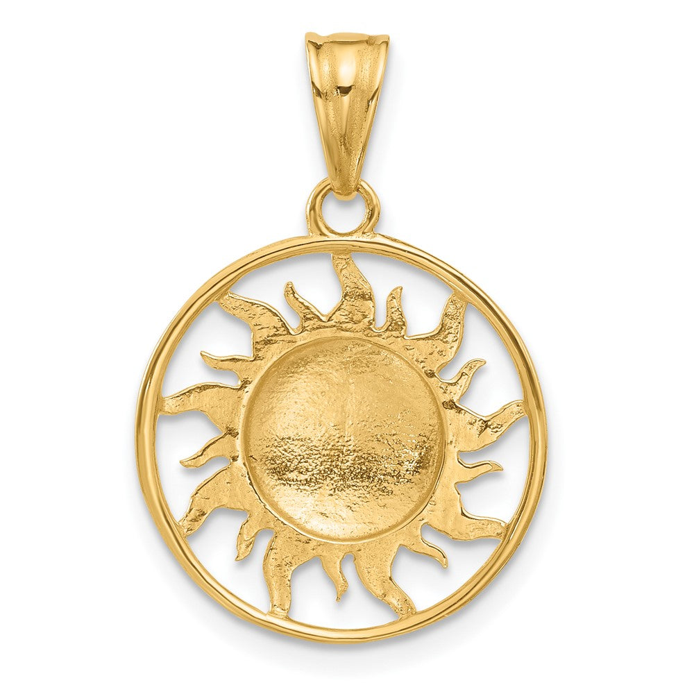14K Yellow & Rhodium and White Rhodium D/c Sun Moon Stars Pendant