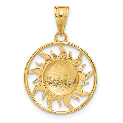 14K Yellow & Rhodium and White Rhodium D/c Sun Moon Stars Pendant