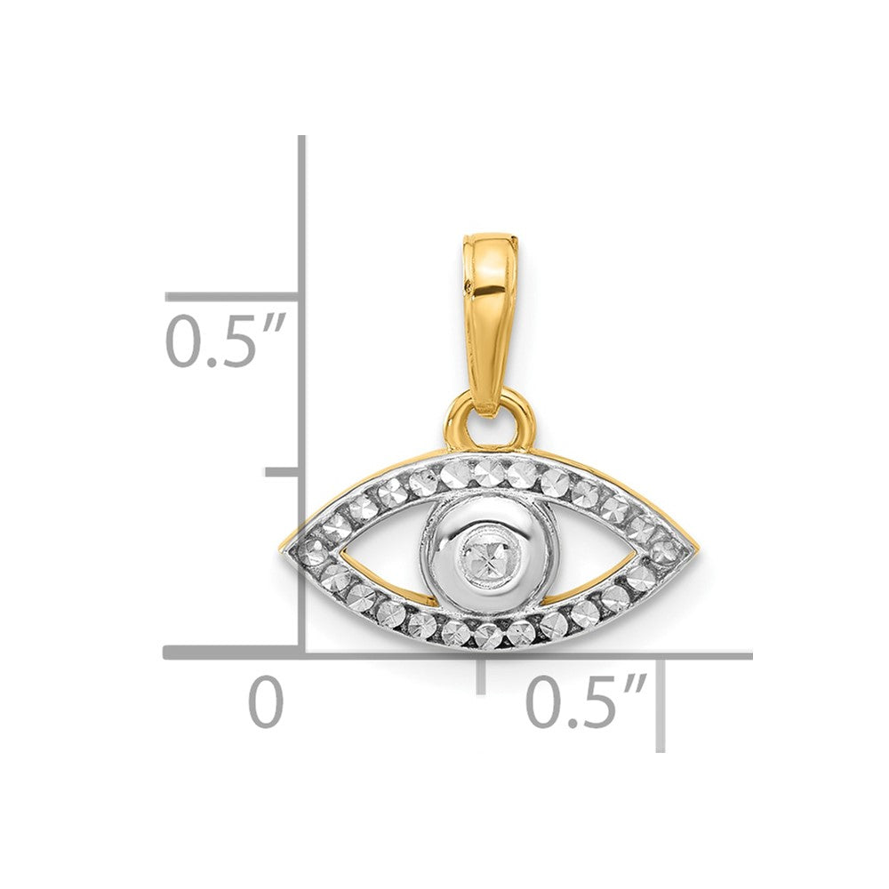14K Yellow & Rhodium and White Rhodium D/c Evil Eye Pendant