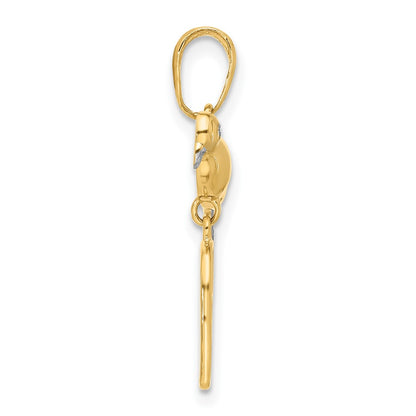 14K Yellow & Rhodium and White Rhodium D/c Bird on Bird Cage Pendant