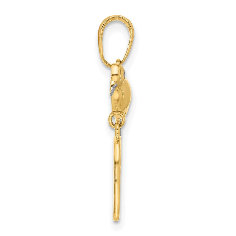 14K Yellow & Rhodium and White Rhodium D/c Bird on Bird Cage Pendant