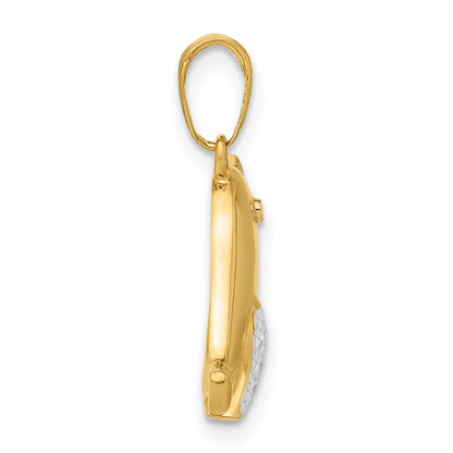 14K Yellow & Rhodium and White Rhodium D/c Bird Pendant