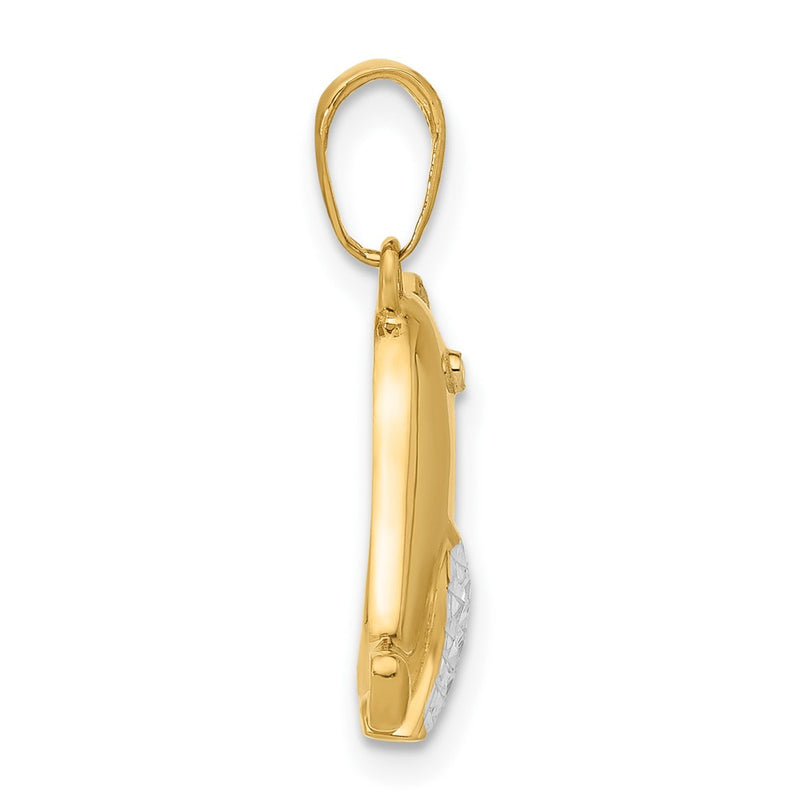 14K Yellow & Rhodium and White Rhodium D/c Bird Pendant